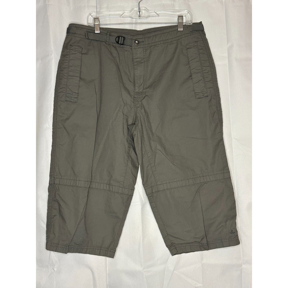 prAna XL Convertible Hiking Pants Gray Olive Capri Crop Outdoor Gorpcore Utility